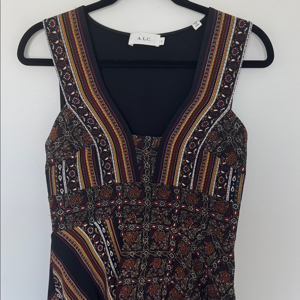 A.L.C. Hayley Tiered Patchwork Silk Dress Paisley Handkerchief - Size 8 - Picture 3 of 8